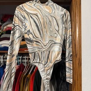 ASOS Swirl Pattern Long Sleeve Bodysuit
